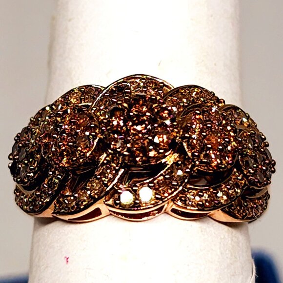 Natural Champagne Diamond ring in 14K Rose Gold vermeil over 925SS 1.00tcw sz 7 - Picture 4 of 6